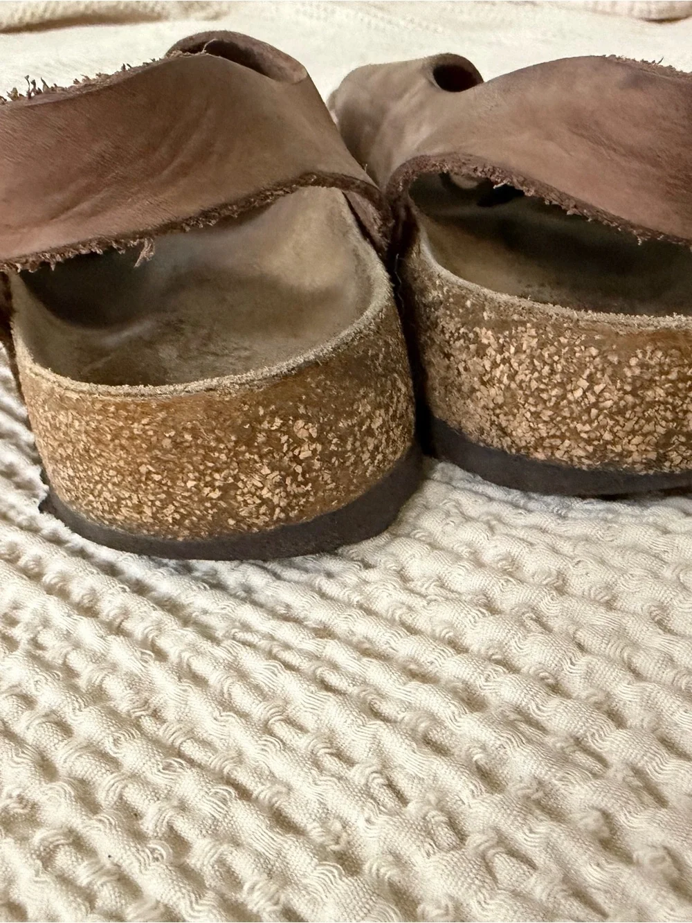 Birkenstock Brown Leather Two-Strap Sandals with Buckles